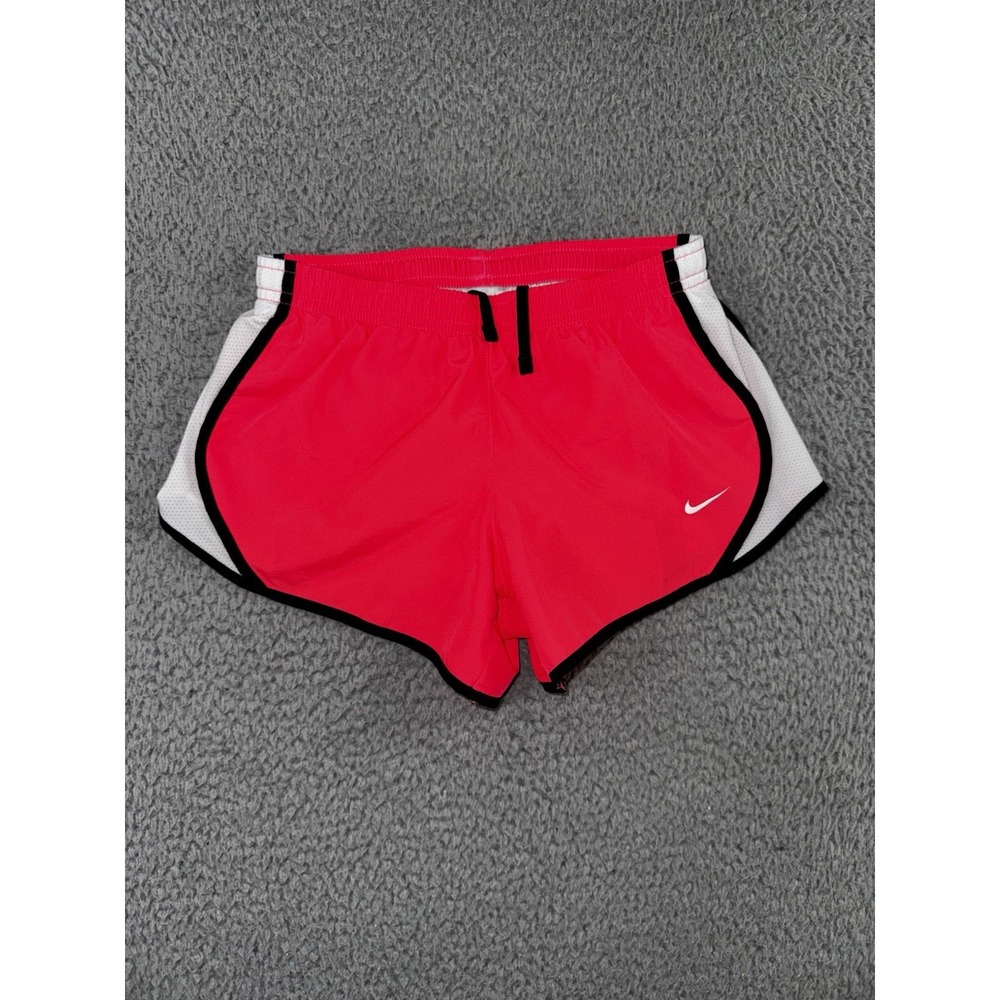 Nike Running Shorts Girls Small Coral Pink Lined Drawstring Two Tone Y2k Active